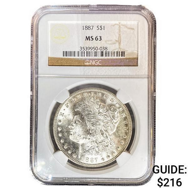 1887 Morgan Silver Dollar NGC MS63