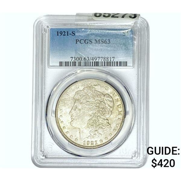 1921-S Morgan Silver Dollar PCGS MS63