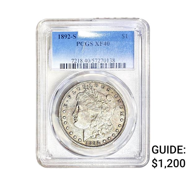 1892-S Morgan Silver Dollar PCGS XF40