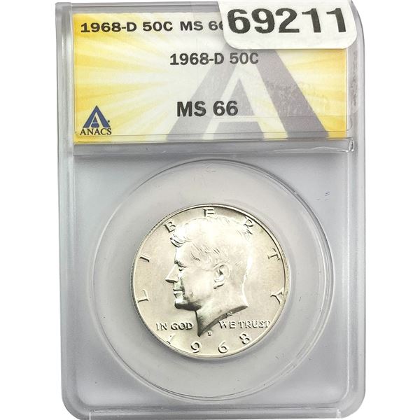 1968-D Kennedy Half Dollar ANACS MS66