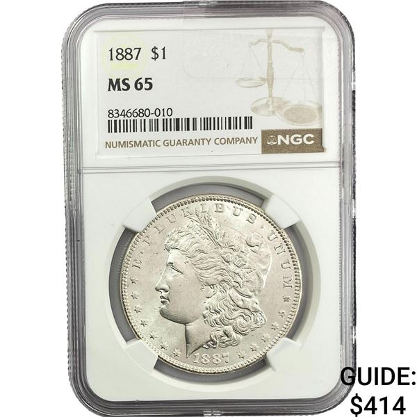 1887 Morgan Silver Dollar NGC MS65