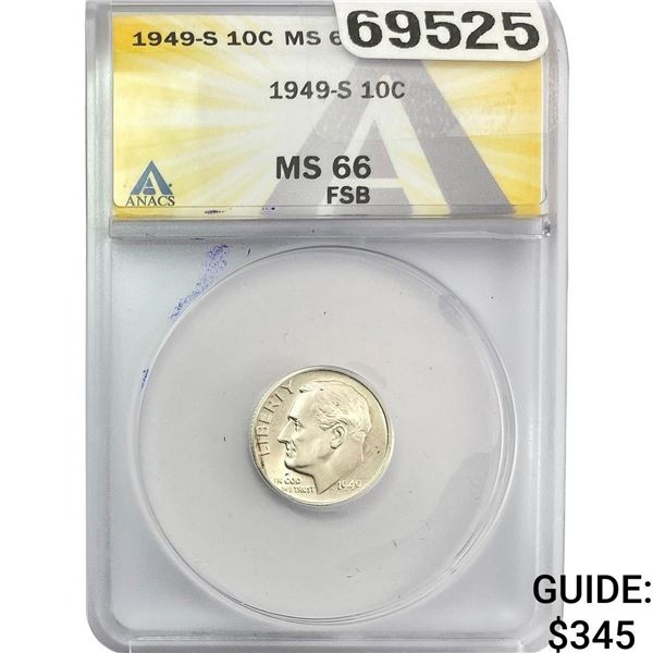 1949-S Roosevelt Dime ANACS MS66 FSB