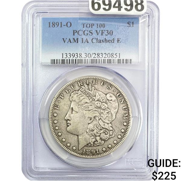 1891-O Morgan Silver Dollar PCGS VF30 VAM 1A