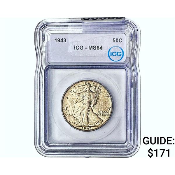 1943 Walking Liberty Half Dollar ICG MS64