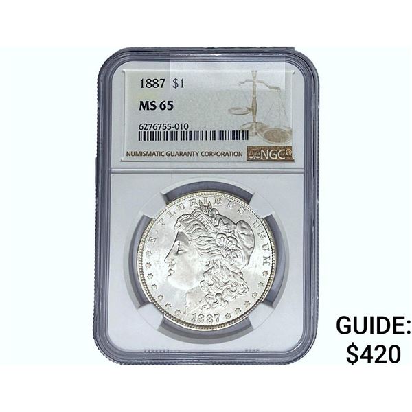 1887 Morgan Silver Dollar NGC MS65