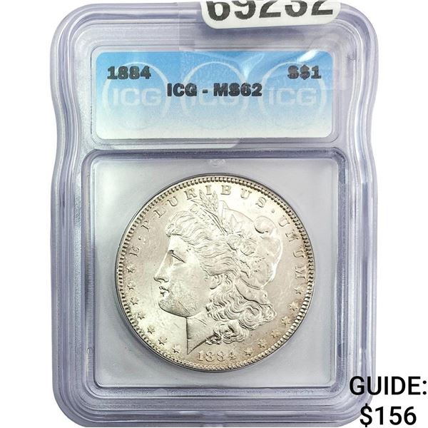 1884 Morgan Silver Dollar ICG MS62