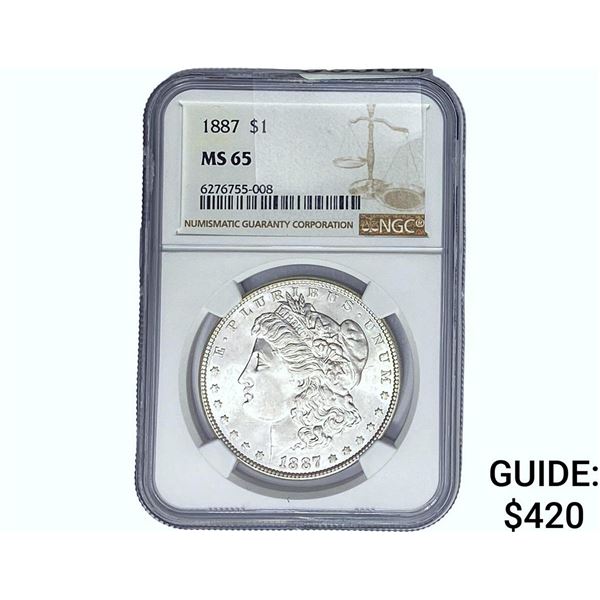 1887 Morgan Silver Dollar NGC MS65