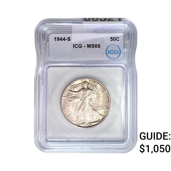 1944-S Walking Liberty Half Dollar ICG MS66