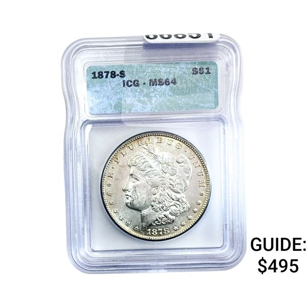 1878-S Morgan Silver Dollar ICG MS64