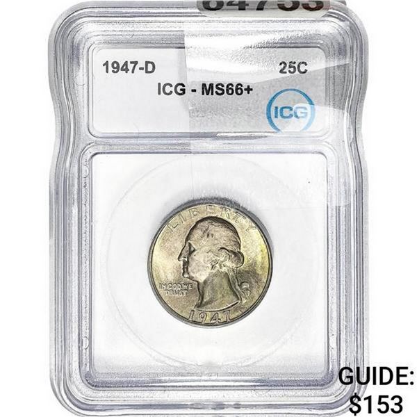1947-D Washington Silver Quarter ICG MS66+