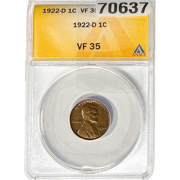 1922-D Wheat Cent ANACS VF35