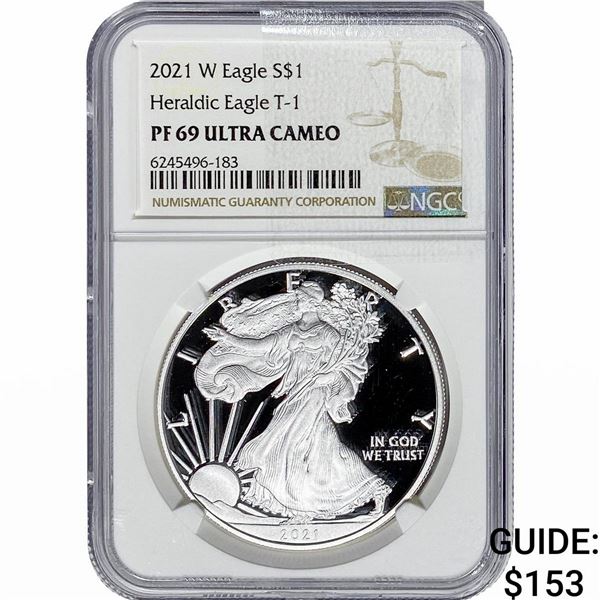 2021-W Silver Eagle NGC PF69 UC Heraldic Eagle T-1