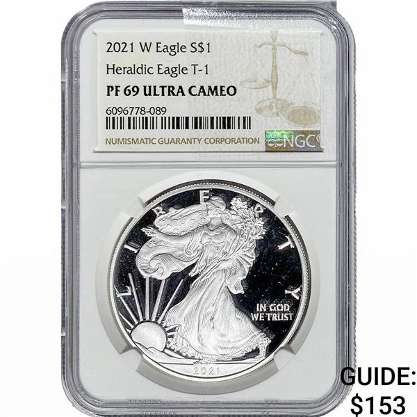 2021-W Silver Eagle NGC PF69 UC Heraldic Eagle T-1