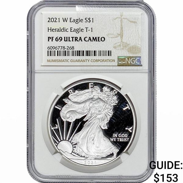2021-W Silver Eagle NGC PF69 UC Heraldic Eagle T-1