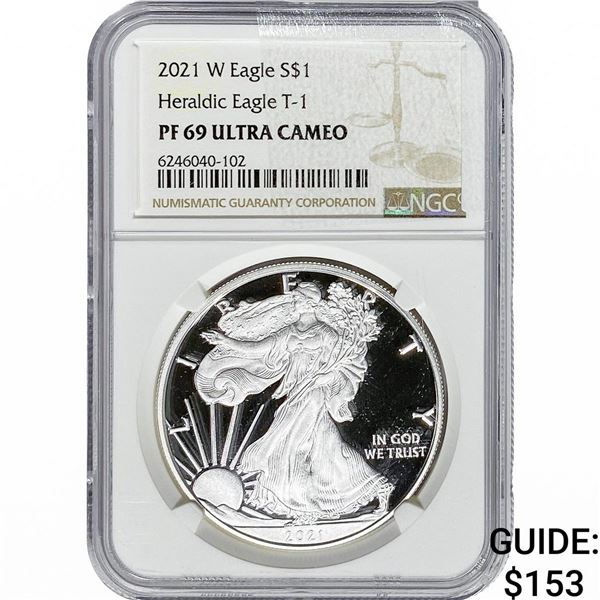 2021-W Silver Eagle NGC PF69 UC Heraldic Eagle T-1