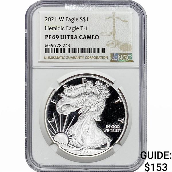 2021-W Silver Eagle NGC PF69 UC Heraldic Eagle T-1