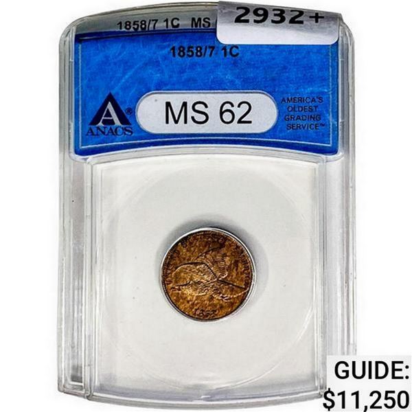 1858/ 7 Flying Eagle Cent ANACS MS62