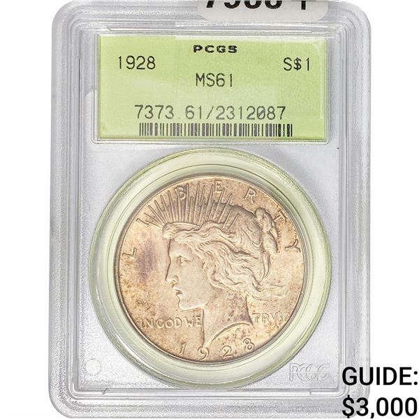 1928 Silver Peace Dollar PCGS MS61