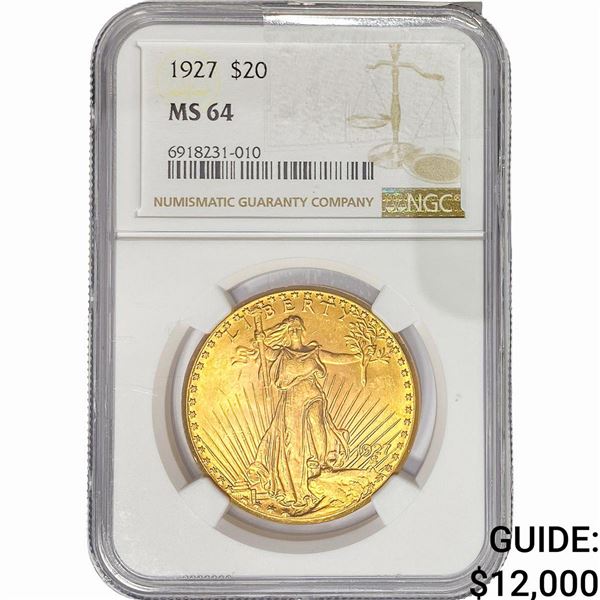1927 $20 Gold Double Eagle NGC MS64