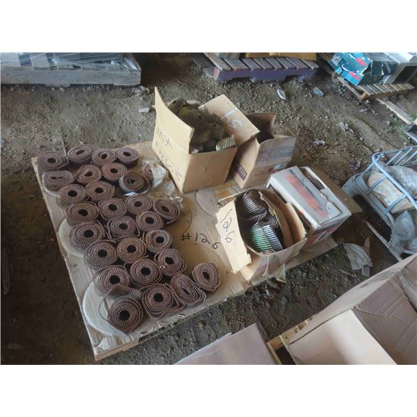 Pallet Lot of Coil Nails, Various Sizes 