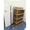 Image 1 : Wood 5-Tier Shelf 59'' x 41'' x 14'' , Metal Coat Tree 