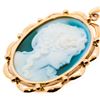 Image 3 : 18KYG Blue Agate Stone Cameo Pendant â€“ Classical Profile