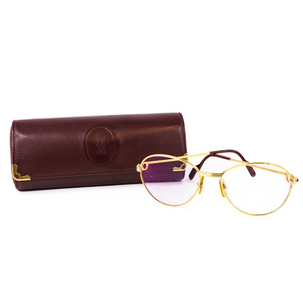 Cartier Paris 55â–¡18 Optical Frame â€¢ Gold-Plated Aviator / Brown Temple Tips