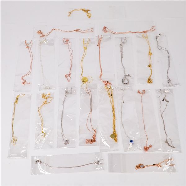 Collection of 21 New Old Stock Sterling Silver 925 Necklaces Bulk Lot