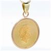 Image 2 : 18K/24KYG Queen Elizabeth II 2022 1/25th Oz $3 Coin Necklace 18"