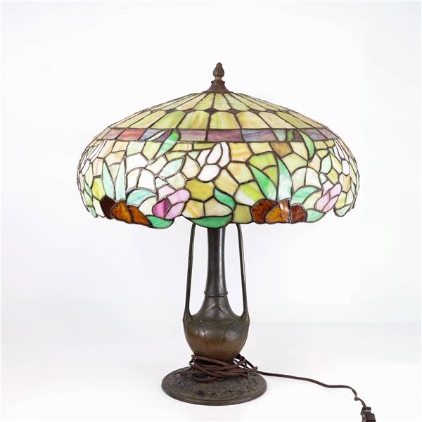 Vintage floral leaded lamp on original base