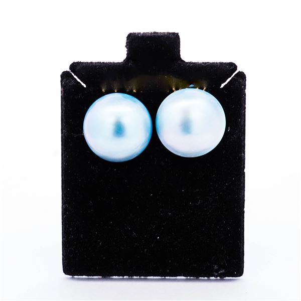 14K White Gold Mabe Pearl Earrings