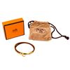 Image 1 : 18KGP Hermes Leather Wrap Bracelet with Hermes Box & Pouch
