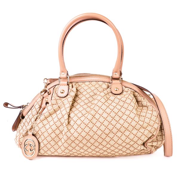 Gucci Diamante Sukey 2-Way Handbag Beige/Leather Trim