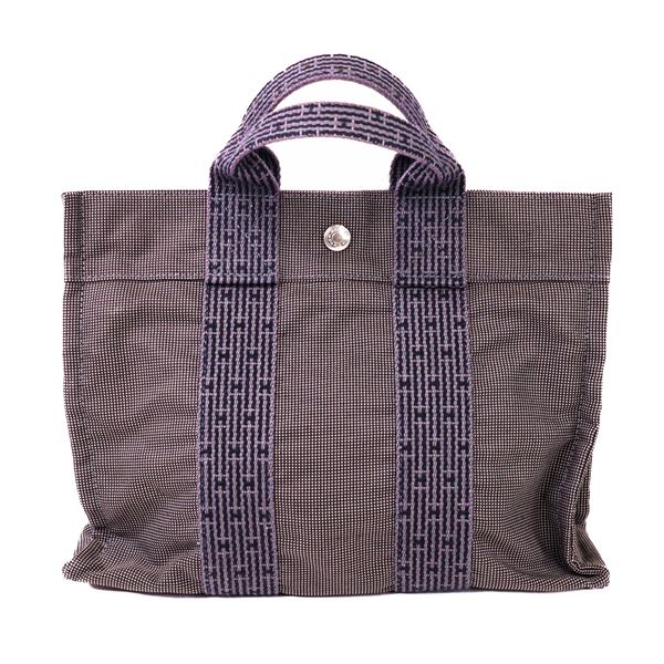 Hermes Grey Canvas H Motif Herline PM Tote Bag