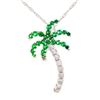 Image 1 : 14KWG Tsavorite and Diamond Palm Tree Pendant Necklace 18"
