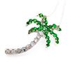 Image 3 : 14KWG Tsavorite and Diamond Palm Tree Pendant Necklace 18"