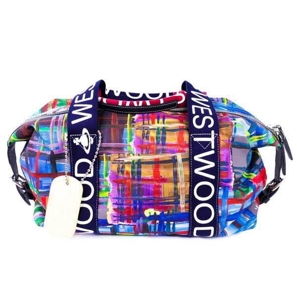 Rare Vivienne Westwood Multicolor Print Duffle Bag Archive Piece