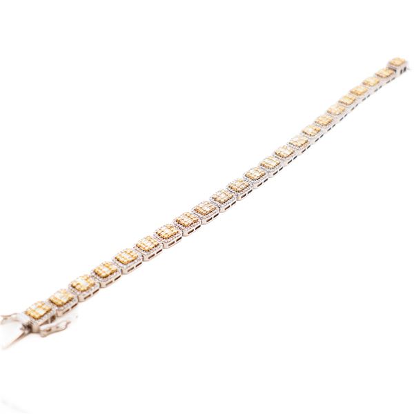 14KWG 4.00ctw White & Fancy Yellow Natural Diamond Bracelet 7"
