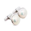 Image 2 : Sterling Silver Tasaki Mabe-Pearl Dress-Set (Cufflinks & Tie Tack)