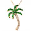 Image 2 : 14KYG Tsavorite and Diamond Palm Tree Pendant Necklace 18" .27cttw tsv .11cttw dias