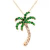 Image 5 : 14KYG Tsavorite and Diamond Palm Tree Pendant Necklace 18" .27cttw tsv .11cttw dias