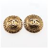 Image 1 : Chanel Round Logo Clip-On Earrings â€“ Vintage Gold-Tone CC Medallion