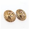 Image 2 : Chanel Round Logo Clip-On Earrings â€“ Vintage Gold-Tone CC Medallion