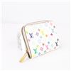 Image 2 : Louis Vuitton Multicolore Compact Wallet â€“ White Canvas / Pink Interior