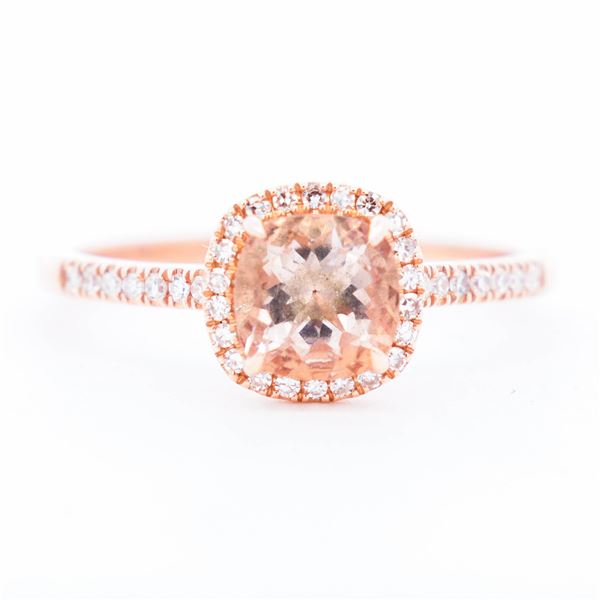 14KRG 1.17ctw Morganite & Diamond Ring, Size 7