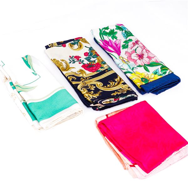 Collection of 4 Silk Scarves - YSL, Gucci, Dior