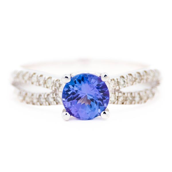 14KWG 1.00ct Tanzanite & .19ctw Diamond Ring, Size 7