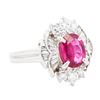 Image 2 : GIA Platinum Purplish Red 1.44ct Ruby & 0.62ct Diamond Ring, Size 7.5