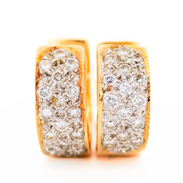 18KYG Natural Pave-Diamond Huggie Hoops