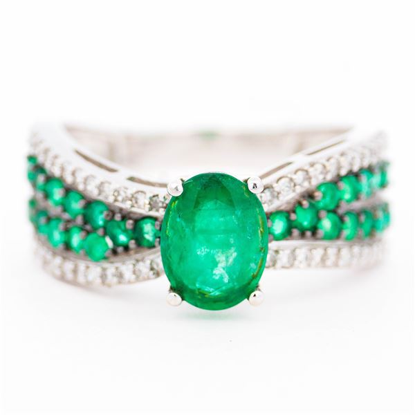 14KWG 2.00ctw Emerald & .25ctw Diamond Ring, Size 7.25